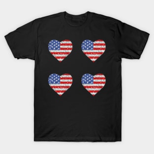Hearts American Flag Glitter Sticker T-Shirt